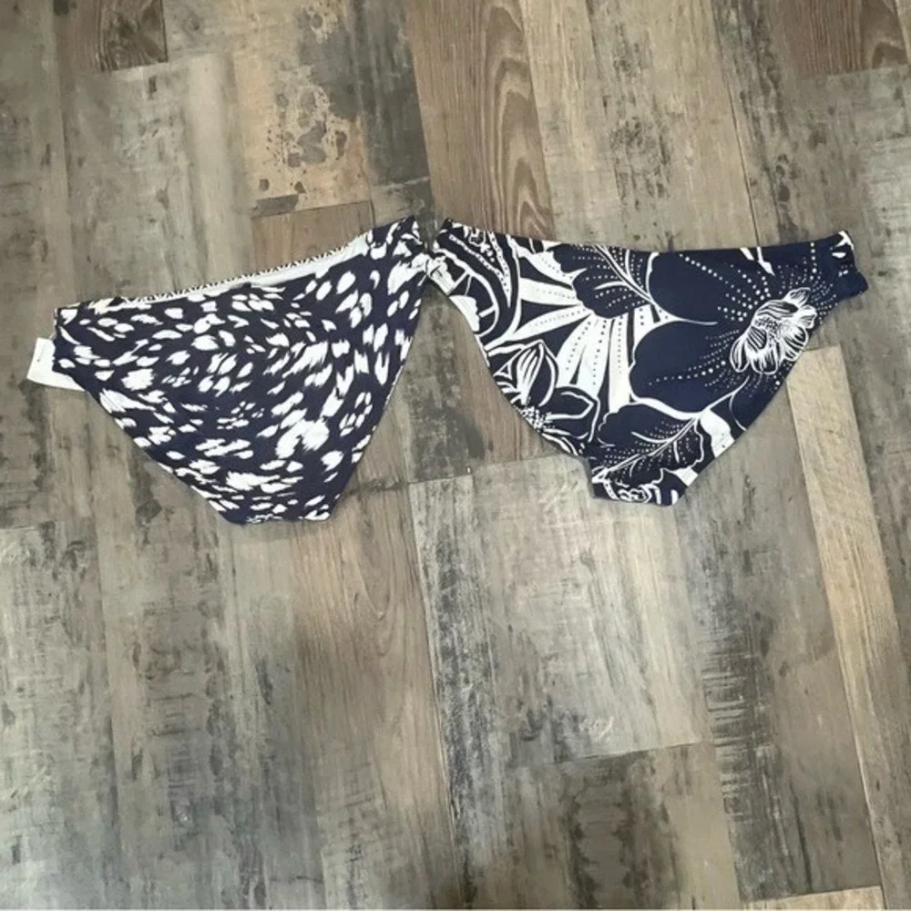 La Blanca Navy White Floral Geometric Bikini Bottoms 2 Pack NWT Size 12